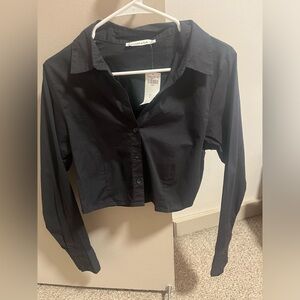 Black Abercrombie Button Up Crop Top (Never Worn)
